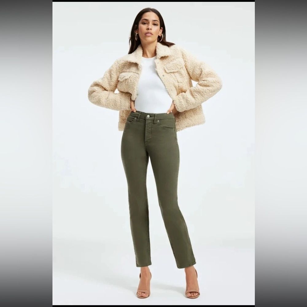 Good American Womens Good Classic Pants Fern002 Green GC727T size 2 26